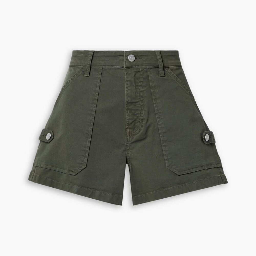 Veronica Beard Lanny Patch Pocket Denim Shorts - Army green